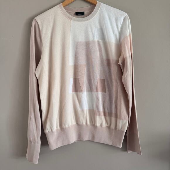 AKRIS Double Layer Intarsia Long Sleeves Silk Blend Sweater Size 10 $1690 - Picture 1 of 8